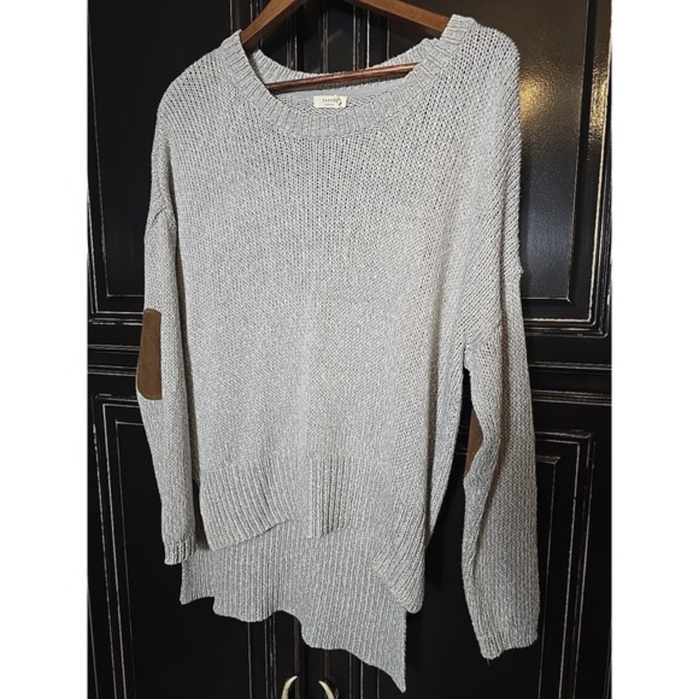 Harper Heritage Women's Large, High Low Sweater, Elbow Patches